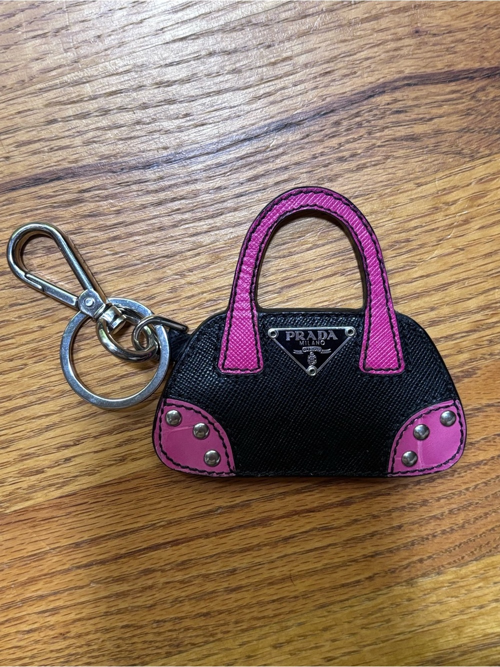 Prada Mini Bag Charm 🖤💗 Authentic Saffiano Leather Purse Keychain